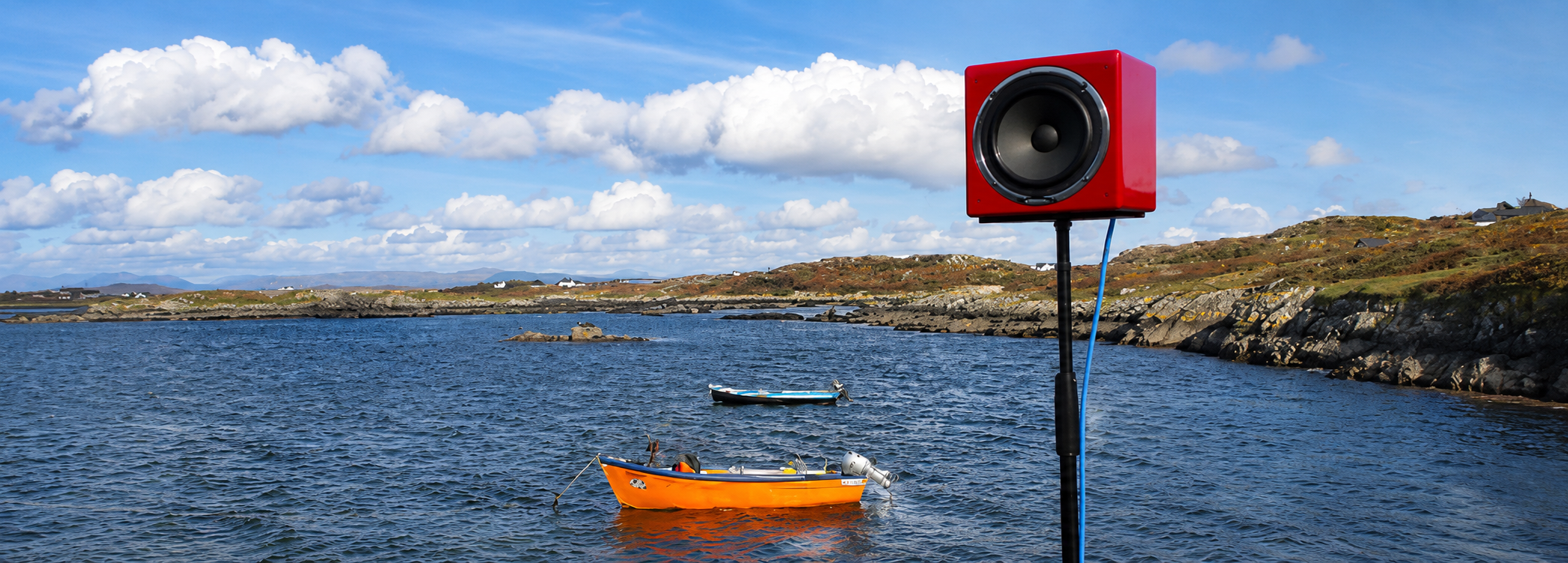 A studio loudspeaker overlooking the Irish coast
